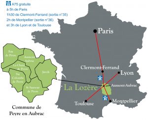 Carte de France, la Lozère et Peyre en Aubrac